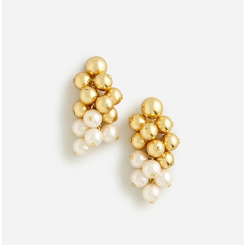 24. J.Crew Pearl and metallic-ball cluster earrings - Picture 4 of 6